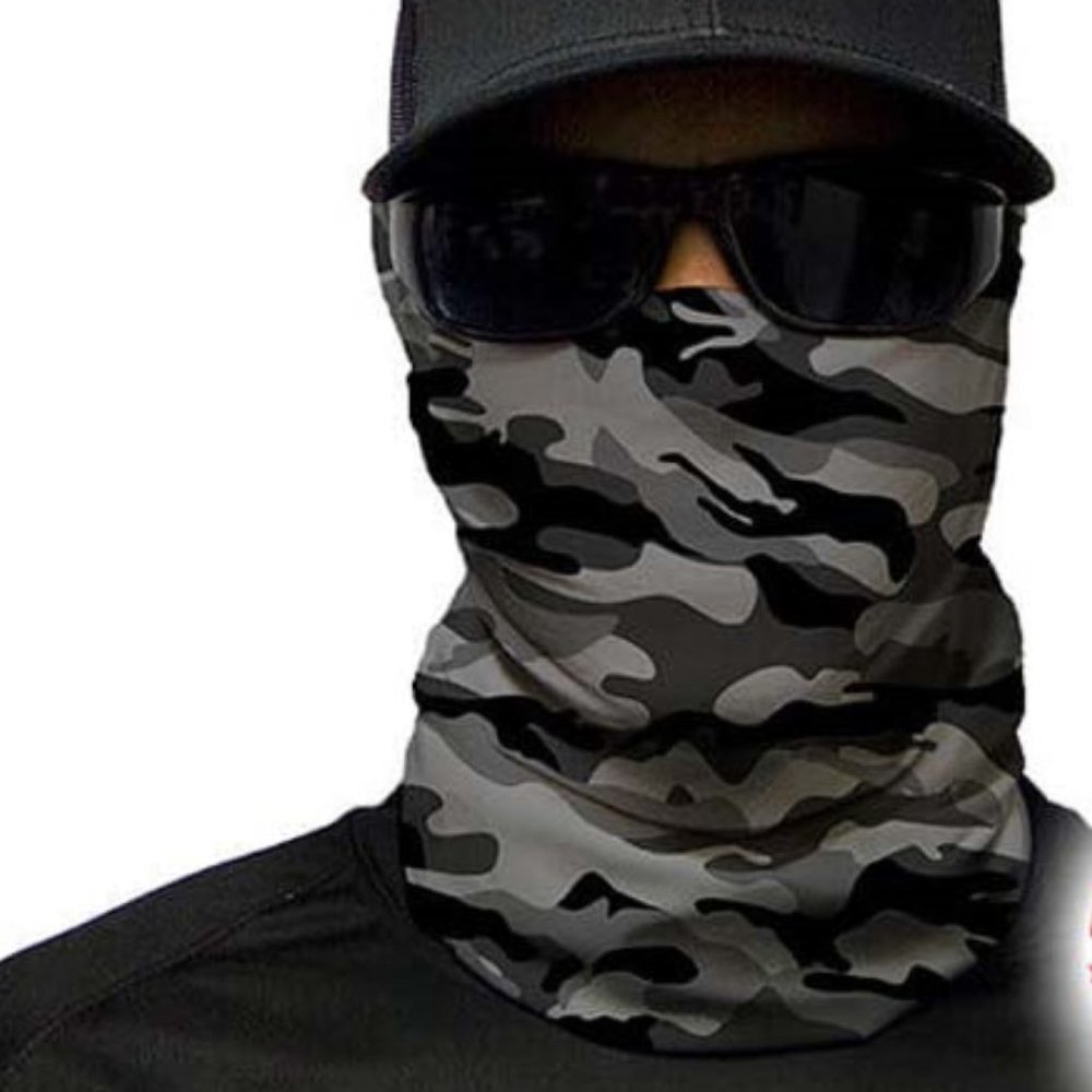Mens Neck Gaiter Camouflage Military Gray SA Mask Headband Face Shield Wrap